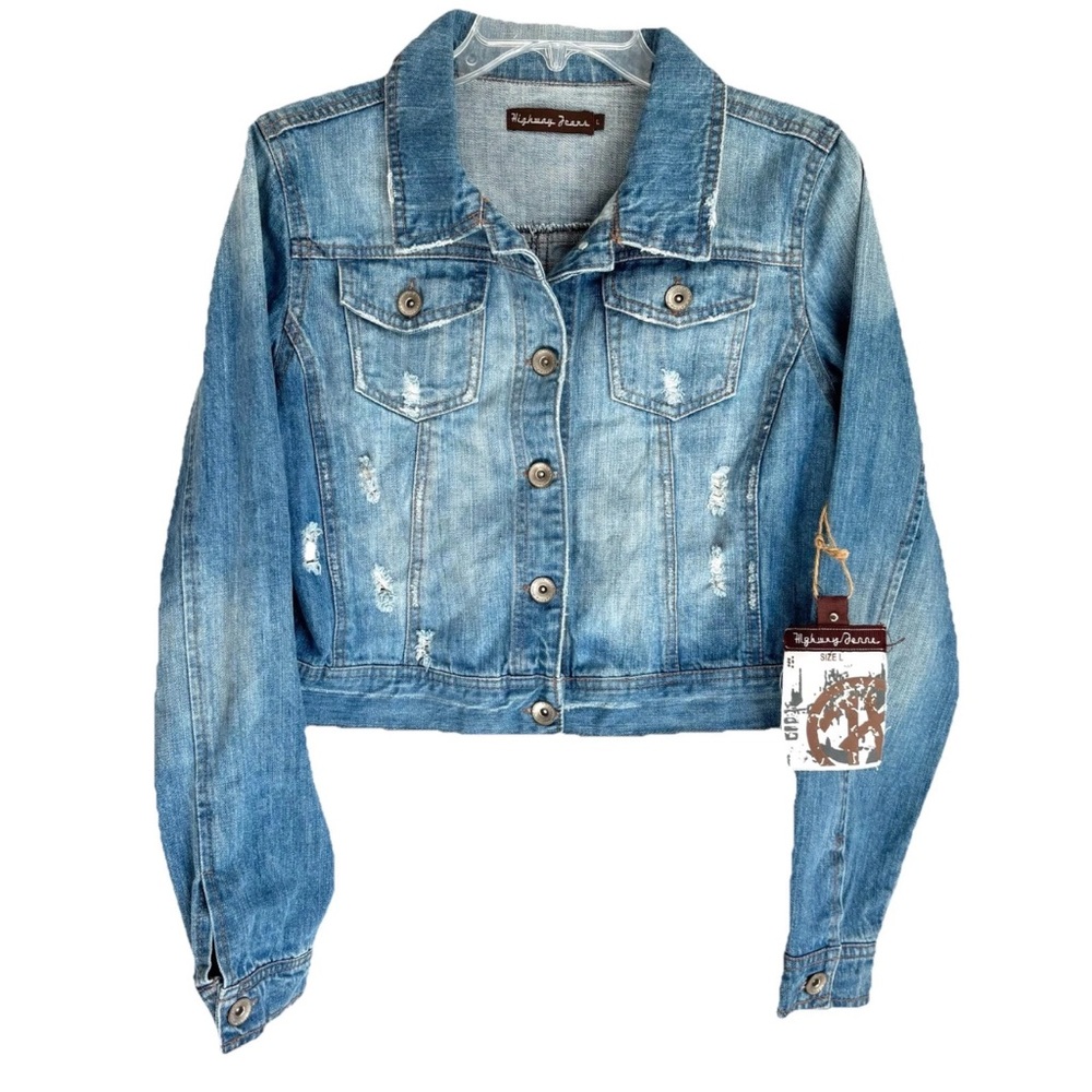 Highway Distressed Cropped Denim Jacket
